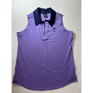 BELYN KEY women Zip Keystone Sleeveless collar Golf Shirt Purple navy Size XS